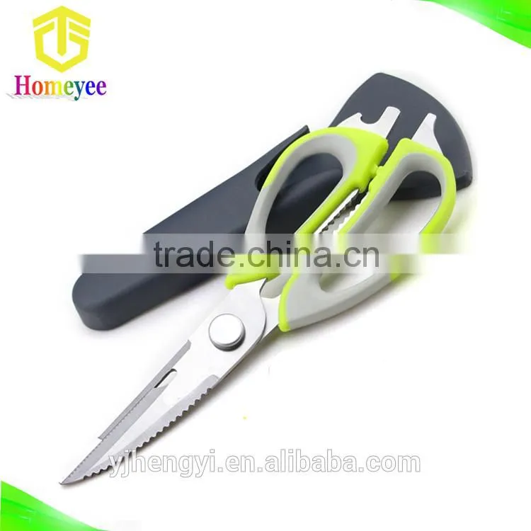Multifunction 9 features top quality stainless steel come apart kitchen scissors sell scissors with magnetic holder