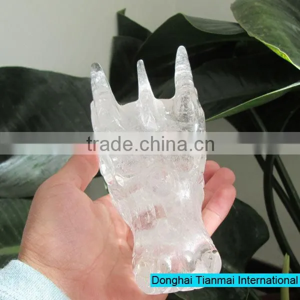 Natural Clear Quartz Crystal Dragon Head Skull / Crystal Dragon Skull Model