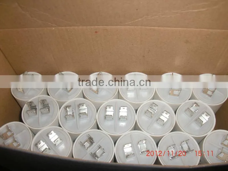 white plastic round case cbb60 mfd ac capacitor
