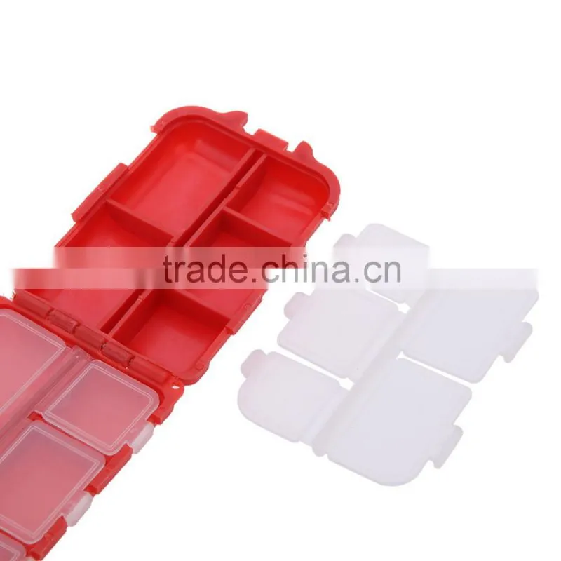 Fishing Tackle Box 10 Compartments Small Size for Fishing Hooks Swivels Beads etc Red