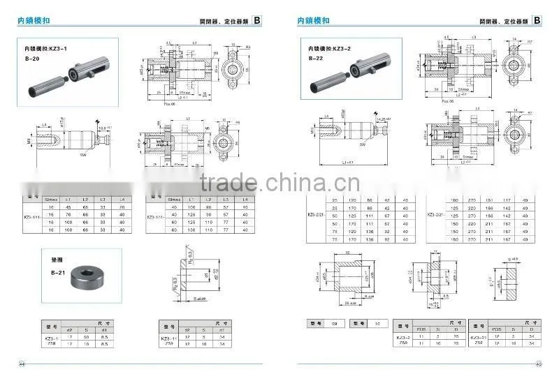 mold component parting lock sets