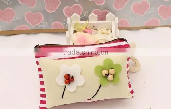 Fashion Stripe Hand Sewing Beads Fabrics Woman Coin Wallet Wholesale ZTCW-0022
