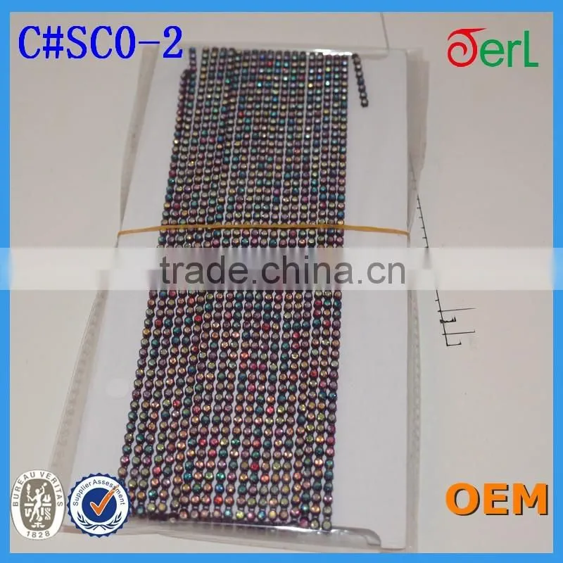 Rhinestone Banding Trim Single Row 10 Yards Ss8, Colorful Rhinestone Plastic Banding