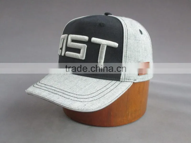 5 panel baseball cap with 3D embroidery