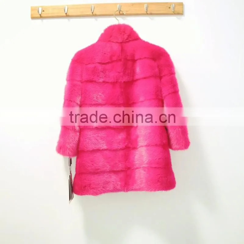 Factry High Quality Pink Color Real Mink Fur Coat For girls