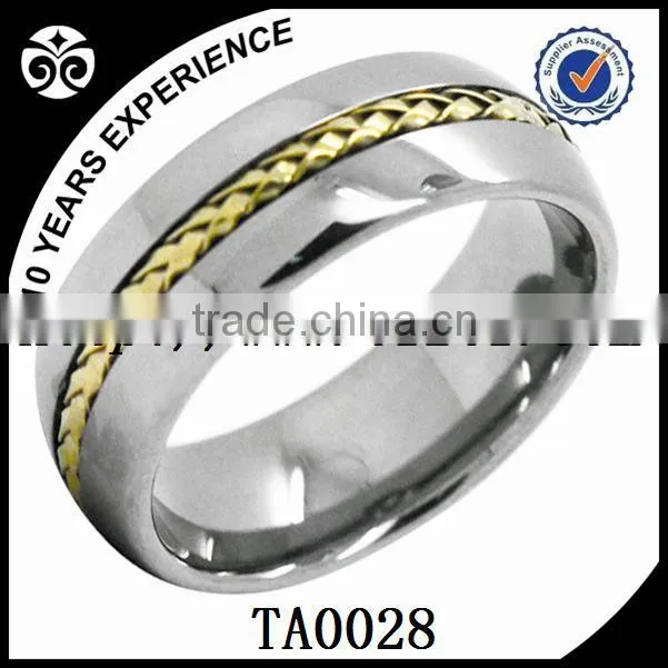 Tungsten ring 8mm men's gold plated rope inlay