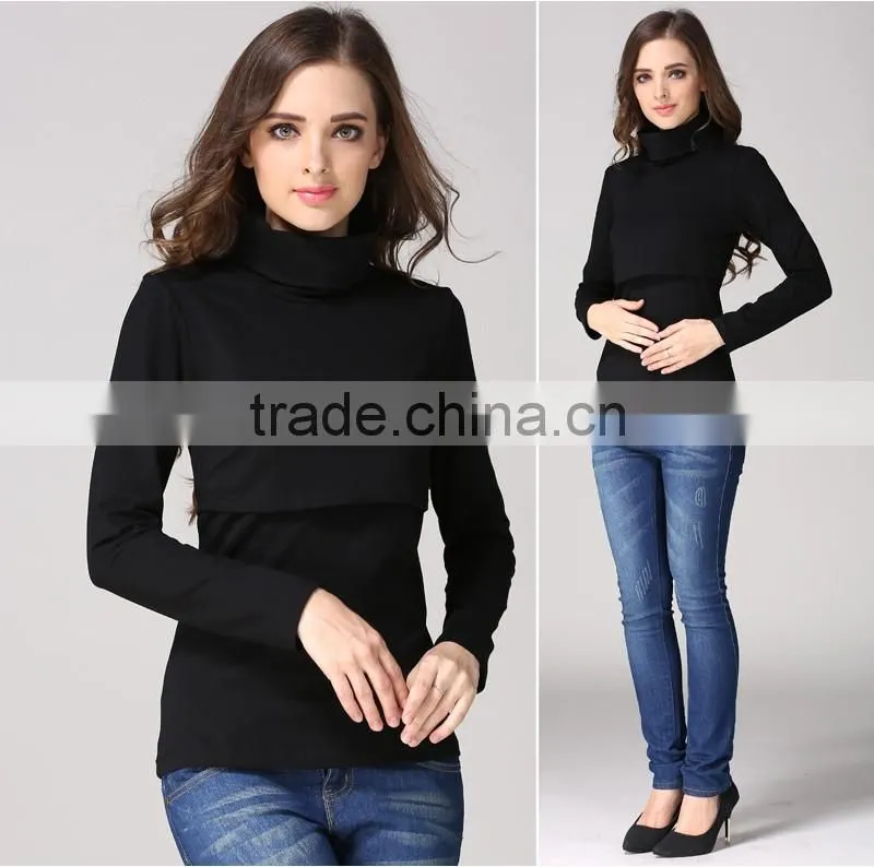 Autumn and winter Turtleneck Nursing Tops for Pregnant Women