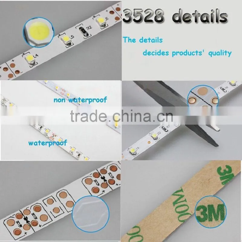 High quality Waterproof IP65 3528 60led/m Warm White flexible Led strip light