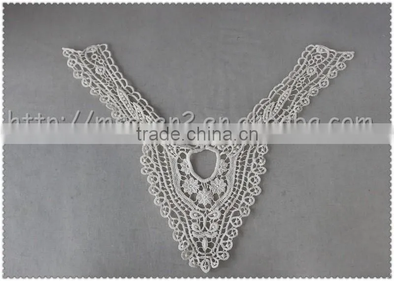 2016 new embroidered designs collar, machine made lace collars, off white cotton lace collar