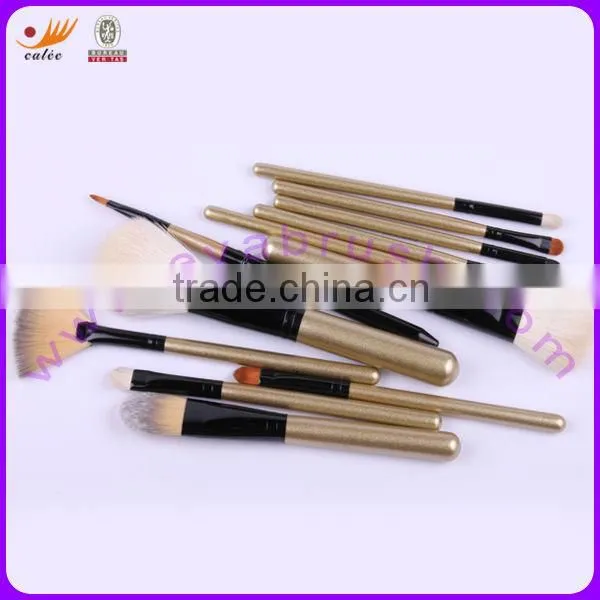 Cosmetic Brushes Set with Aluminium Pipe and Wooden Handle