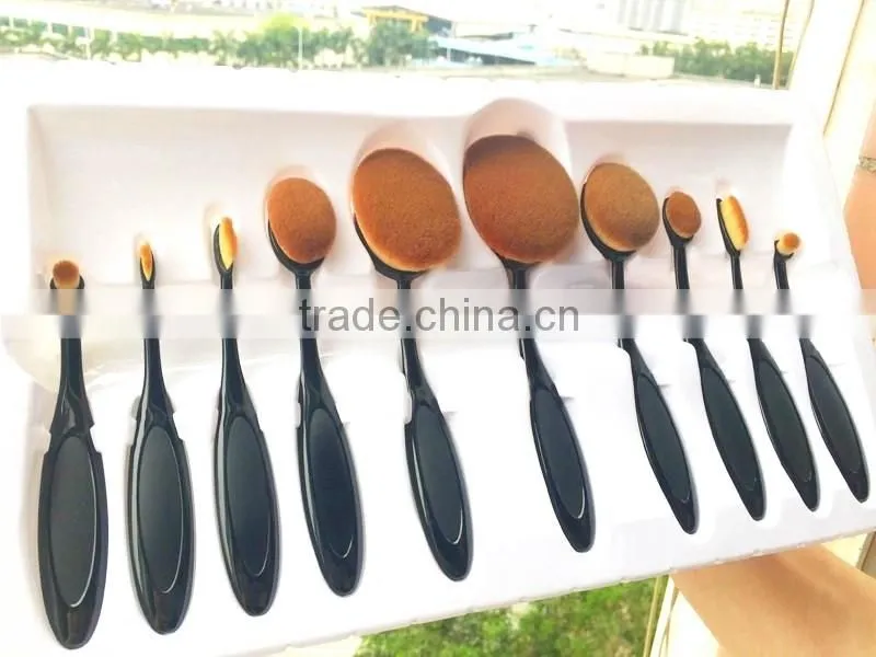 Oval Make Up Brush Set 10pcs, Foundation make up brush set