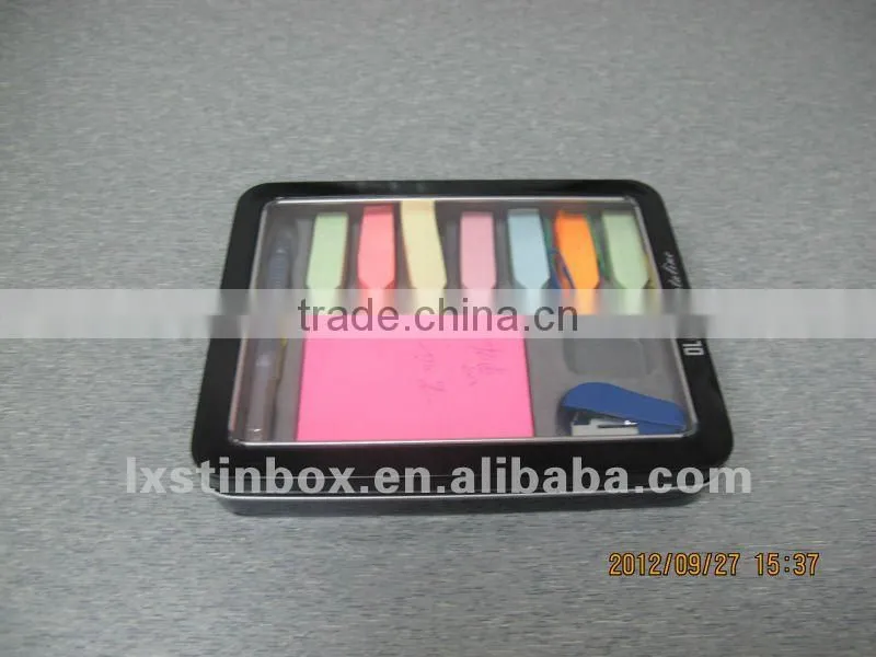 rectangular shape with window for stationary package tin boxes