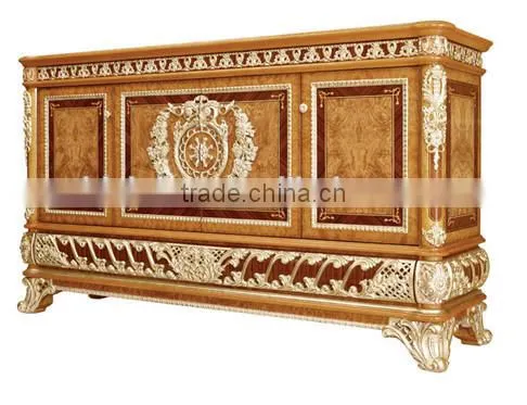 Vintage Style Wooden Sideboard, Antique Wooden Carving Buffet, Luxury Dining Room Painted Decorative Side Cabinet