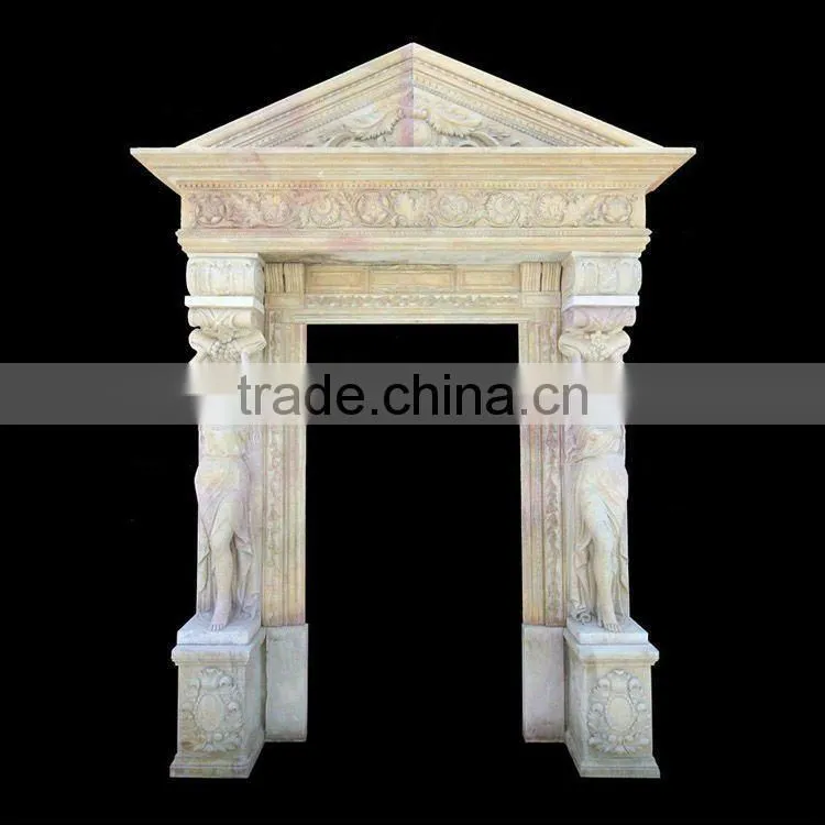 White Marble Arch Door Frame with Figure Design