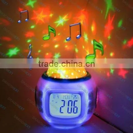 Night Projector and Sound Shooter With 6 Lullabies and 4 Nature Sounds Large LCD Alarm