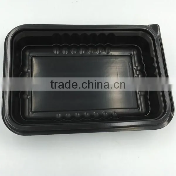 Black color disposable plastic fast food packing container