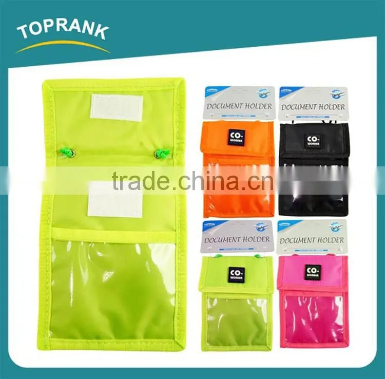 Toprank Designer OEM Two-folded Neck Strap Wallet Pouch Neck Hanging Pouch Travel Neck Wallet For Men Women
