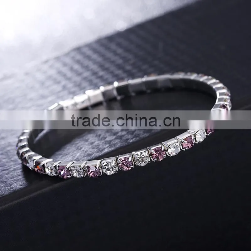 stretch colorful sparkly rhinestone chain bracelet