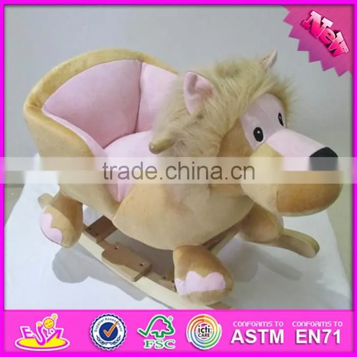 2017 New products baby funny animal sound wooden rocking horse dog W16D104