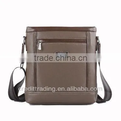 High Quality PU Leather Briefcase for Men With Grey and Blue Stripe