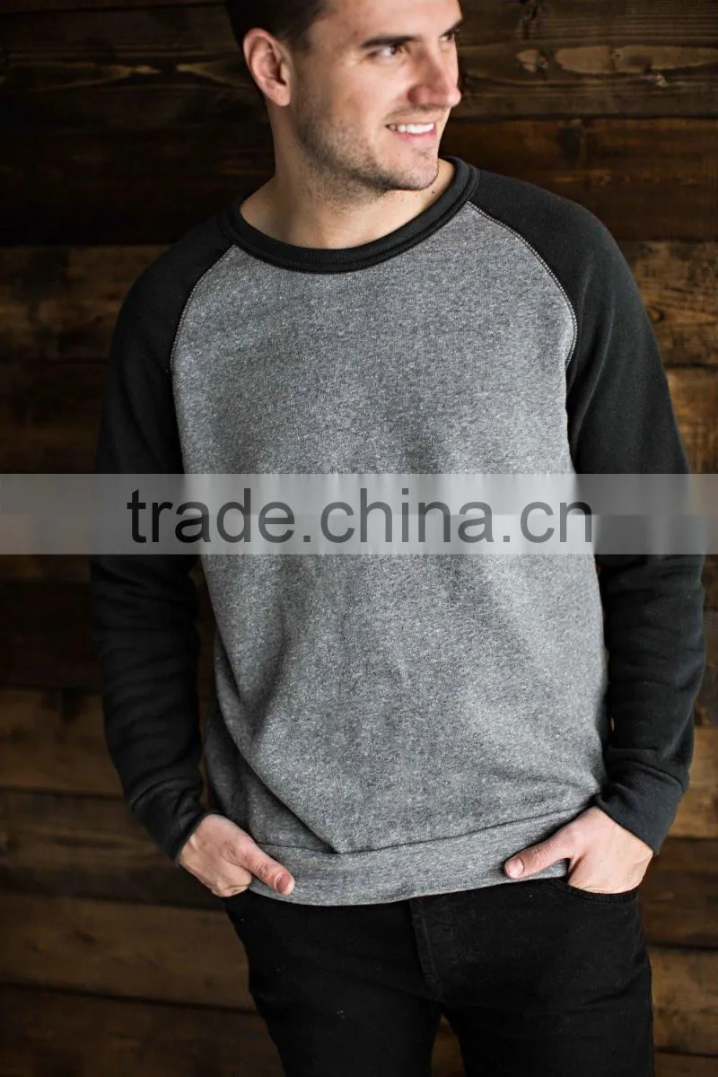Jersey Baseball Classic Unisex Eco fleece Ribbed Neckline Raglan Sleeve Baseball Sweater Mens Crewneck Sweatshirt
