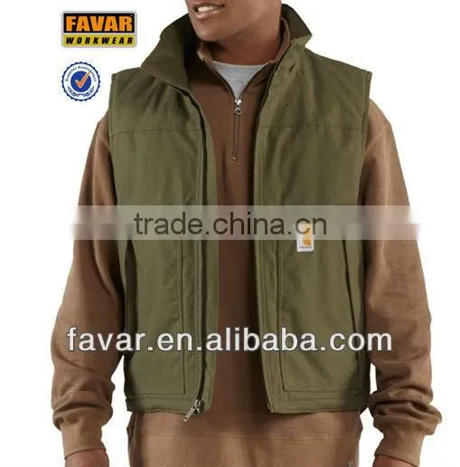 Men's sleeveless quilted canvas waistcoat work vest workwear