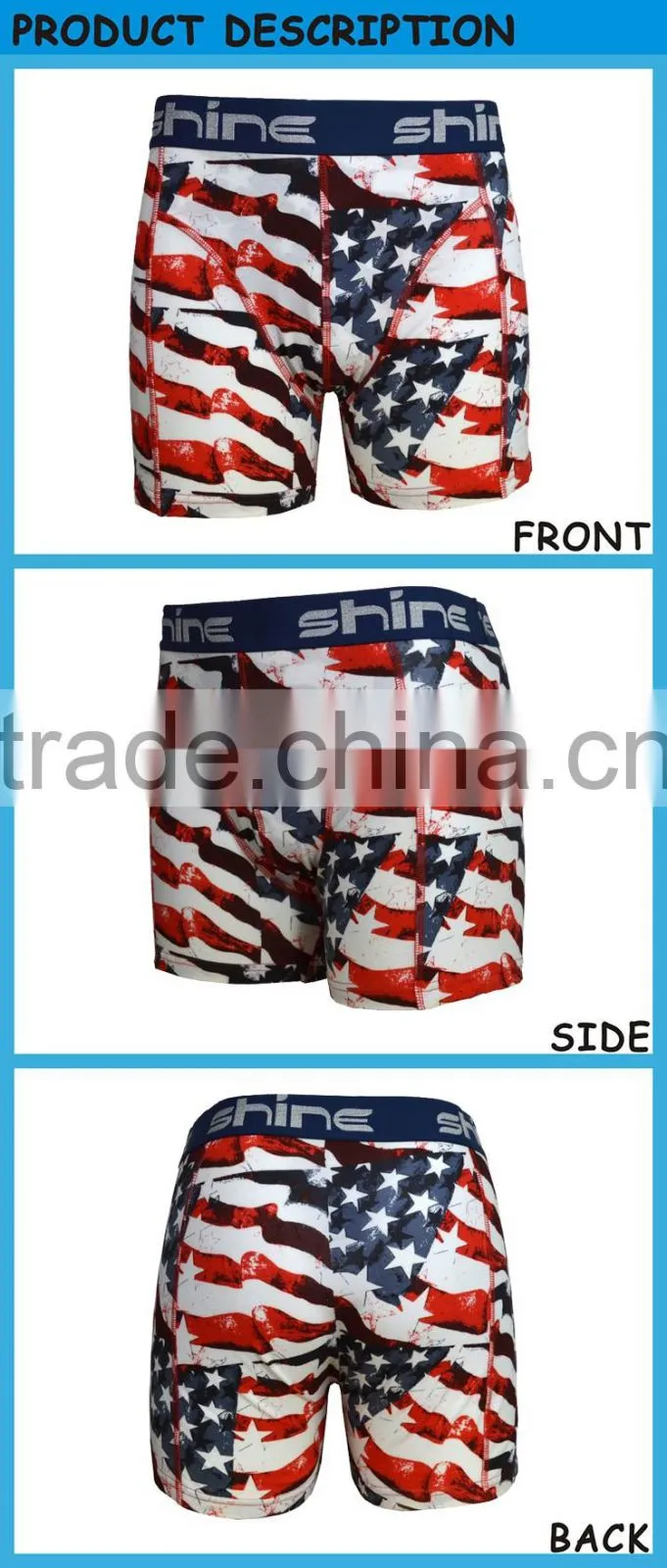 Mens Seamless Boxer Briefs American Flag Boxer Shorts Swimsuit Underwear