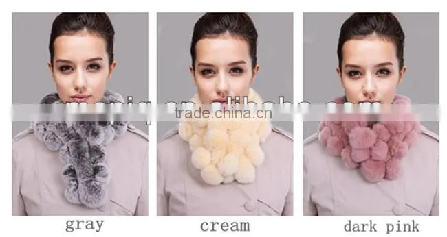 knitted rex rabbit fur scarf