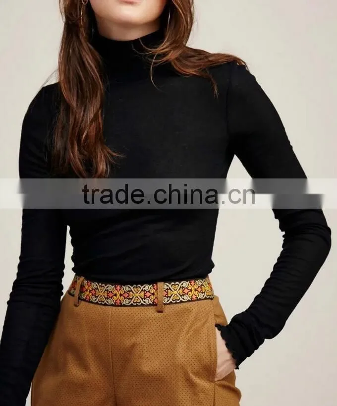 Runwaylover EY2372B 2017 ladies Sexy Turtleneck Tight T-Shirts