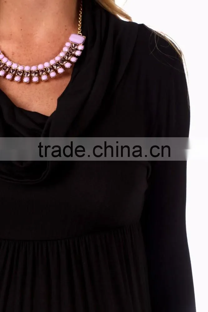 Wholesale Black Cowl Neck Long Sleeve Maternity Maxi Dresses for Ladies 2016