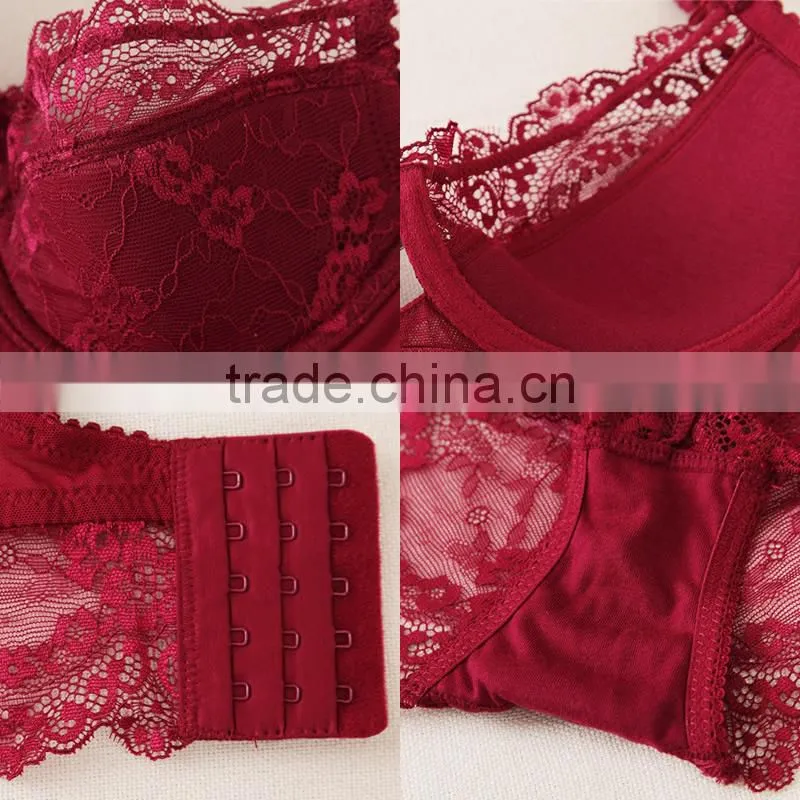 3/4 cup Nylon & Lace Bra and Panties Set, different size & hollow & breathable, floral, more colors, Sol