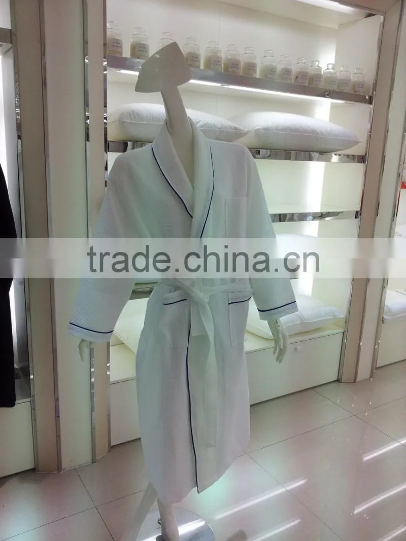 hotel waffle checked bathrobe