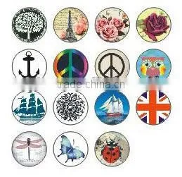 Hot Popular Printing Pictures Paper Glass Chunks Leather Bracelet Press Snap Buttons