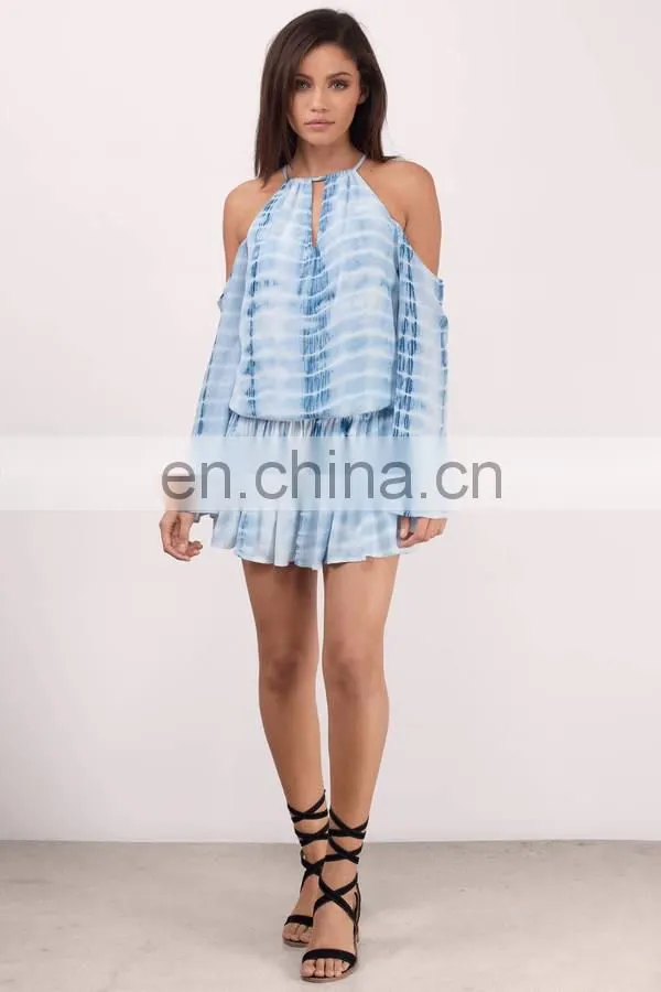 Magical Grass Apparel Rayon Light Blue Tie Dye Dress Summer