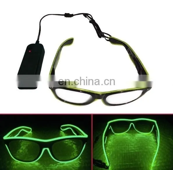 EL glasses El Wire Fashion Neon LED Light Up Shutter Shaped Glow Sun Glasses DJ Bright SunGlasses