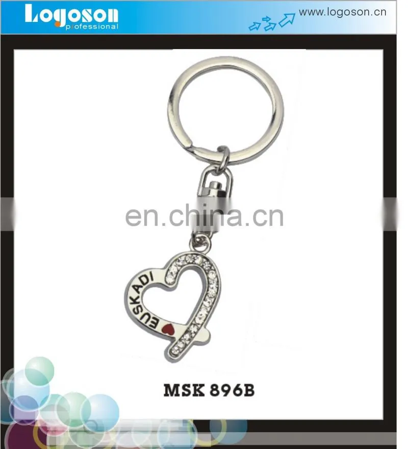 Rhinestone heart floating keychain