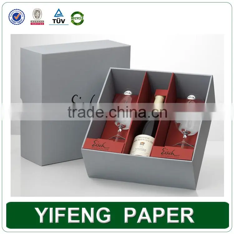 High quality customized folding luxury wine gift box custom cardboard wine glass packaging box wholesale wine storage box