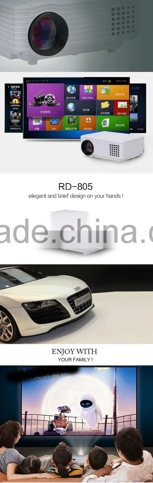 Hot Selling Portable Mini LED Lamp Projector For Home Education Full HD Video Projectors