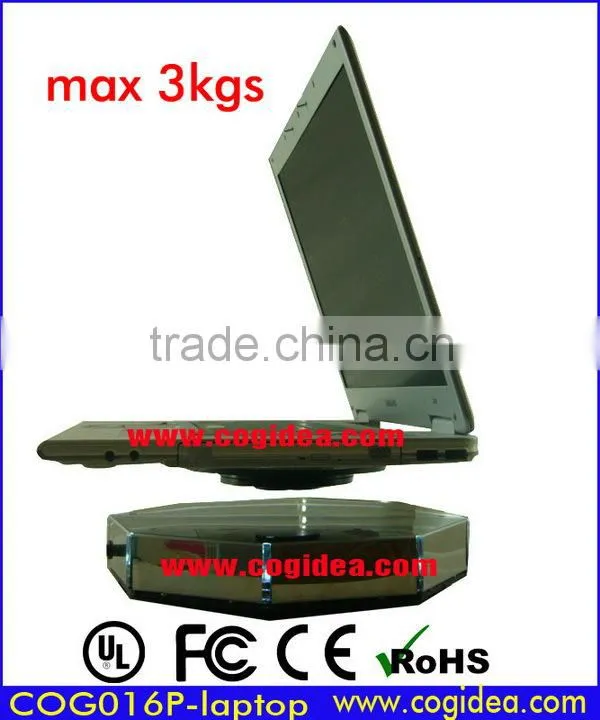 Super weight capacity magnetic levitating display for laptop and bottles