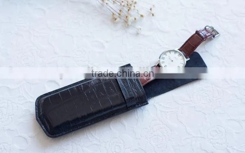 Wholesale High Quality First Layer Genuine Leather Gift Watch Storage Bag Purse Travel Watch Bag