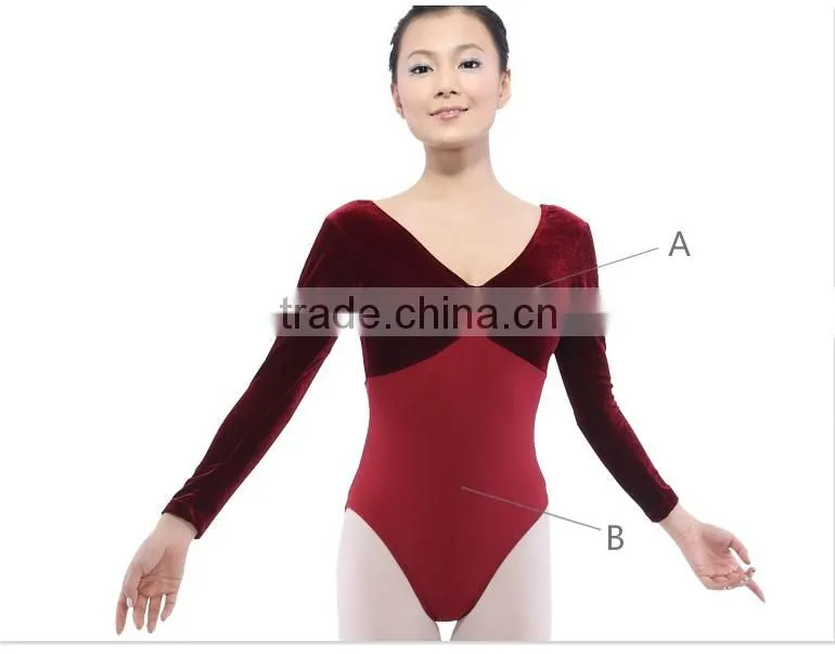 Wholesale Velvet Long Sleeve Gymnastics Leotards
