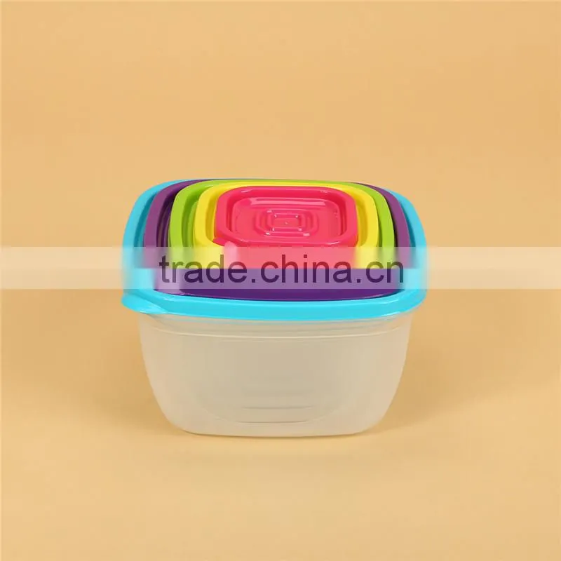 Square rainbow stackable plastic microwave food container