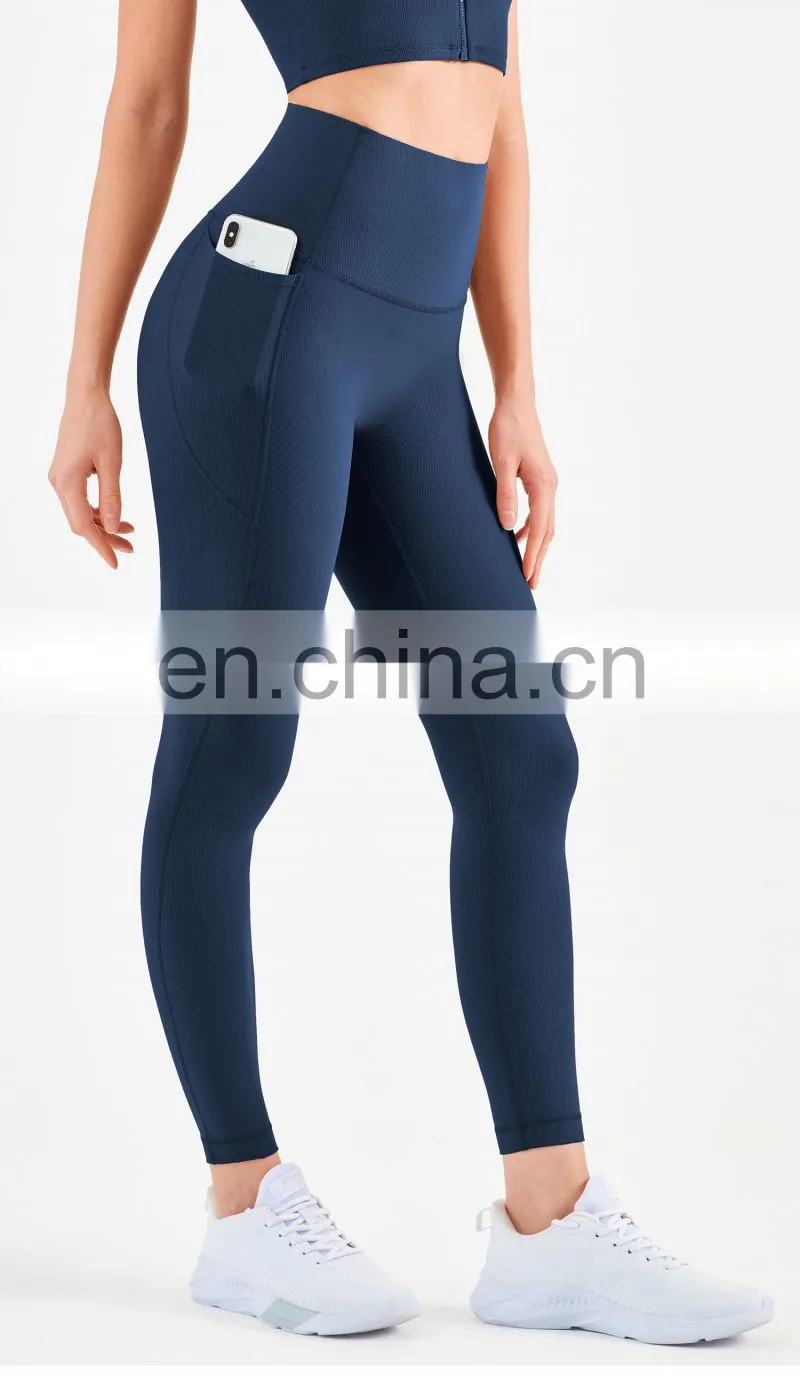 Ribbed High Waisted Leggings Without T Line Gym Outfit Scrunch Butt Yoga Pants Women
