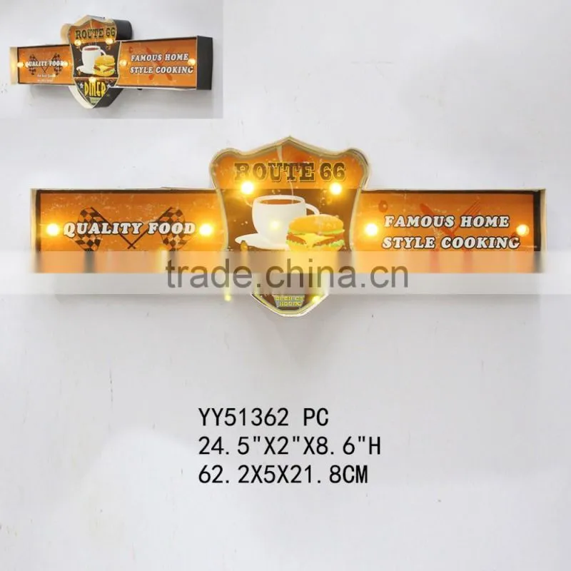 2015 new gas vintage embossed LED tin sign for wall decor, factory metal wall plaque