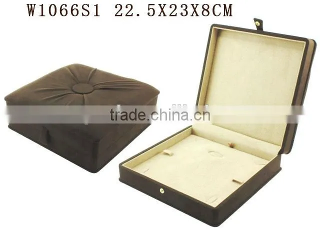 W1066LS Classic Suede Luxury Gift Wood Jewelry Box for Bracelet Chain
