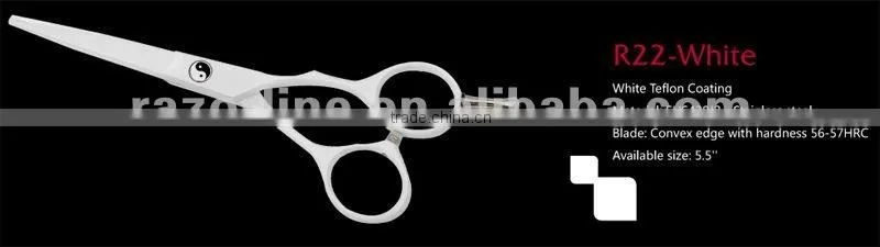 Razorline R22 White Teflon Coated Hair Cutting Shears Tijeras