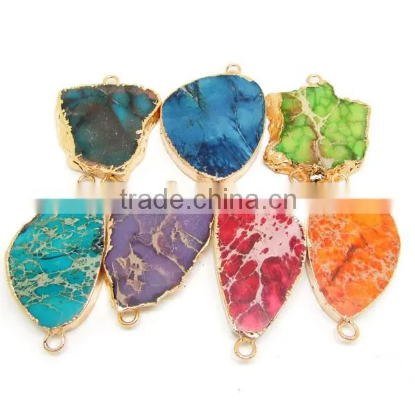 JF8609 Gold dipped turquoise connectors,double bail turquoise charm