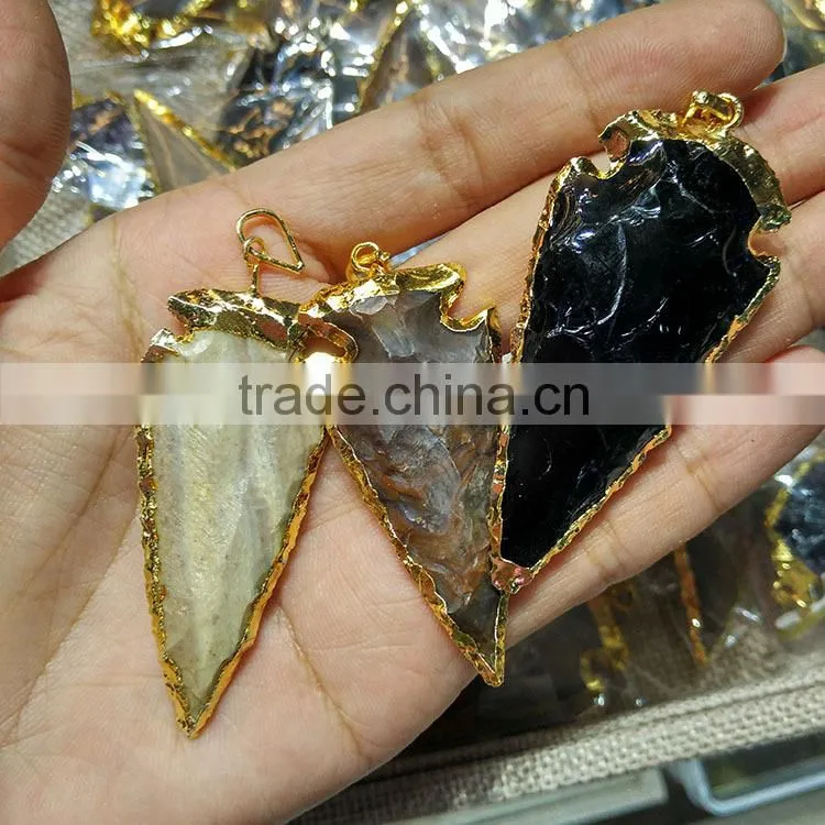 JF6916 Fashion Large Hand Carved Jasper Stone Arrowheads,Arrowhead pendant,Arrow Head Charms