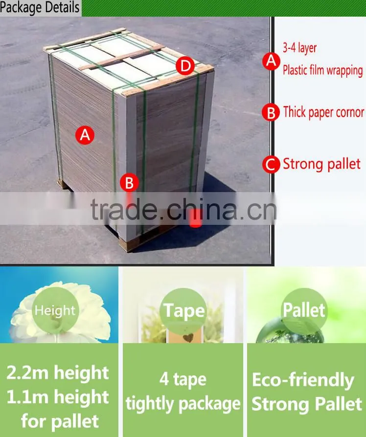 Uncoated mixed pulp 2mm Laminated duplex board with white back/230g,250g grey paper with white back