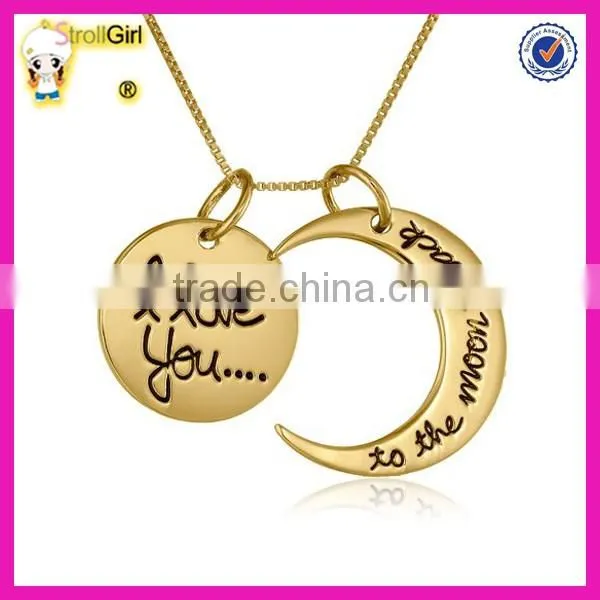 Hot two-tone sterling silver necklace yellow gold inspirational pendant necklace
